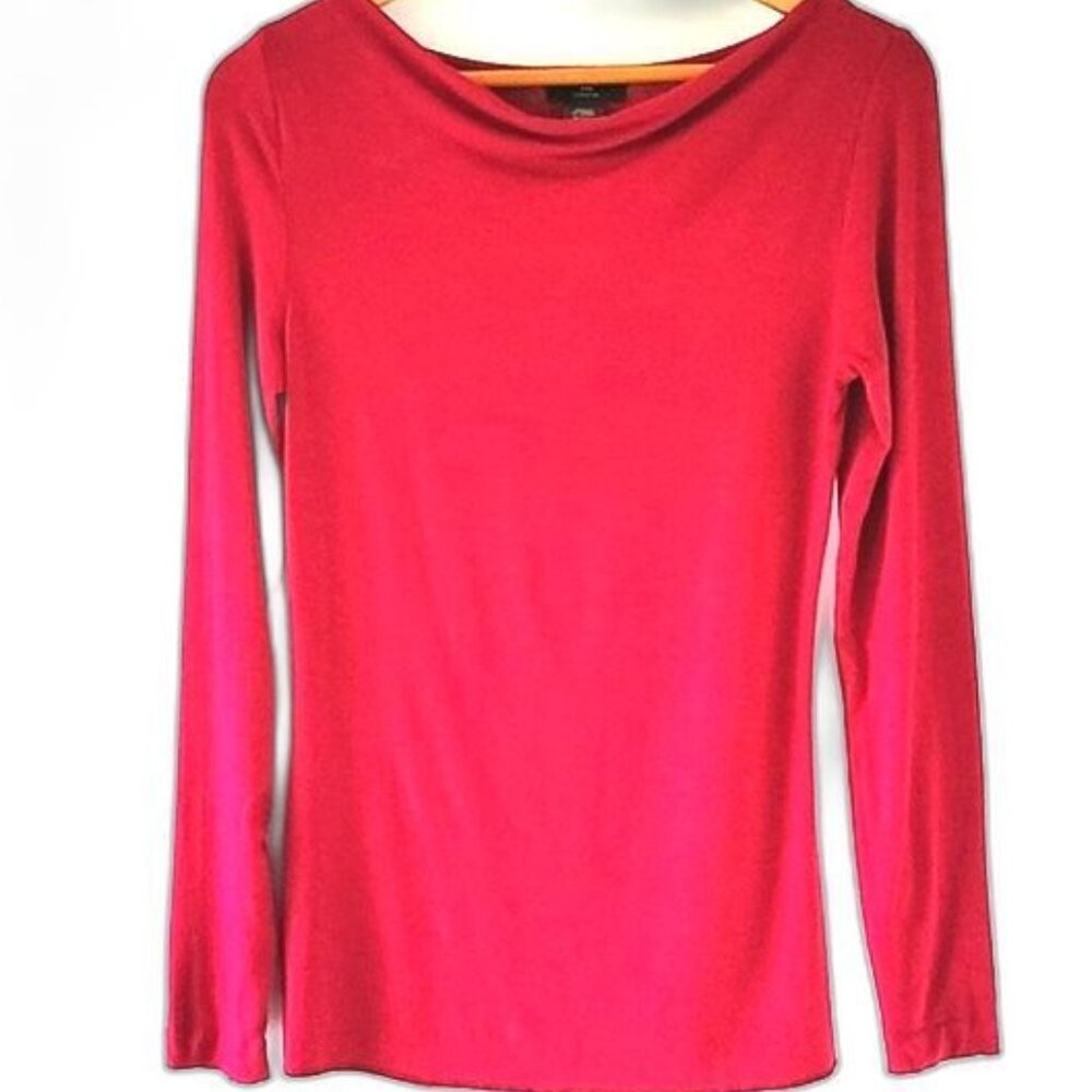 BANANA REPUBLIC Fushia Long Sleeved Cowl Neck Stretchy Shirt size Small